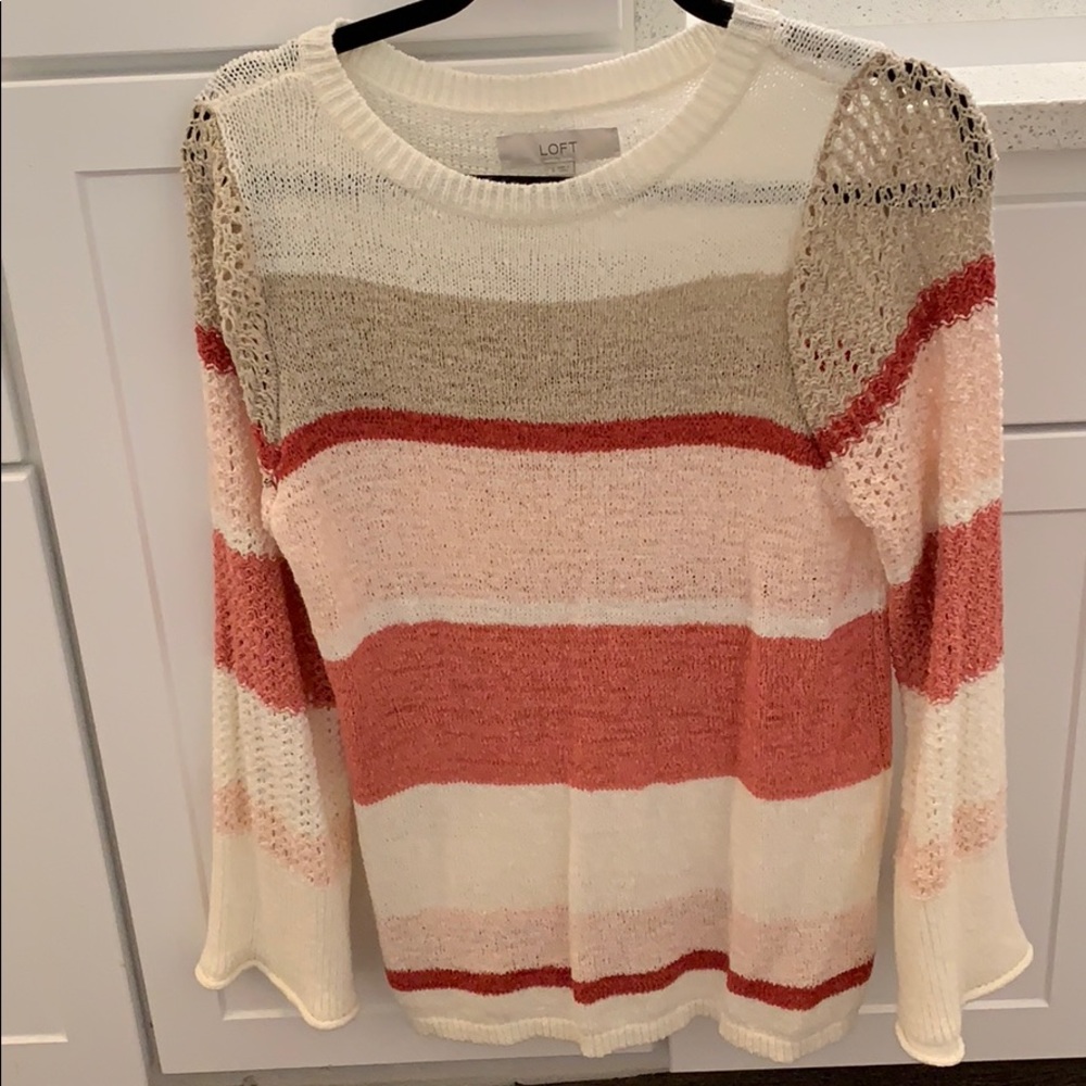 Knit striped pink and cream sweater
